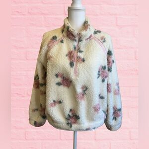 Macy's Cream Floral Teddy Jacket